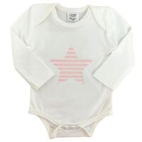 Bodysuit LS Pink Star 00 - 95% Cotton 5% Spandex