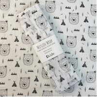 Muslin Wrap - Bear - 100x120cm