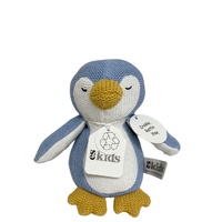 Knitted Penguin Rattle/Crinkler - Blue - 16cm