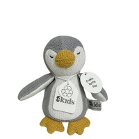 Knitted Penguin Rattle/Crinkler - Grey (mustard) - 16cm