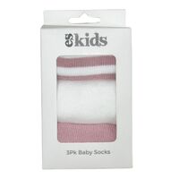 Baby Socks Boxed - 3Pk Blush Pink Stripe