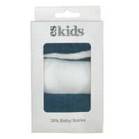 Baby Socks Boxed - 3Pk Navy Stripe