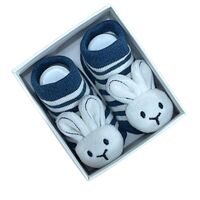 Socks with Rattles - Bunny Navy - 0-6mths